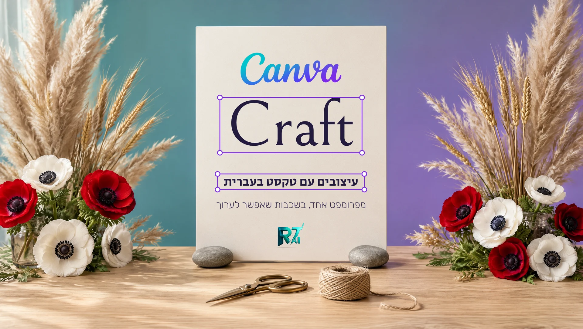 Canva Craft: יוצרים עיצוב עם טקסט בעברית ועורכים אותו בשכבות