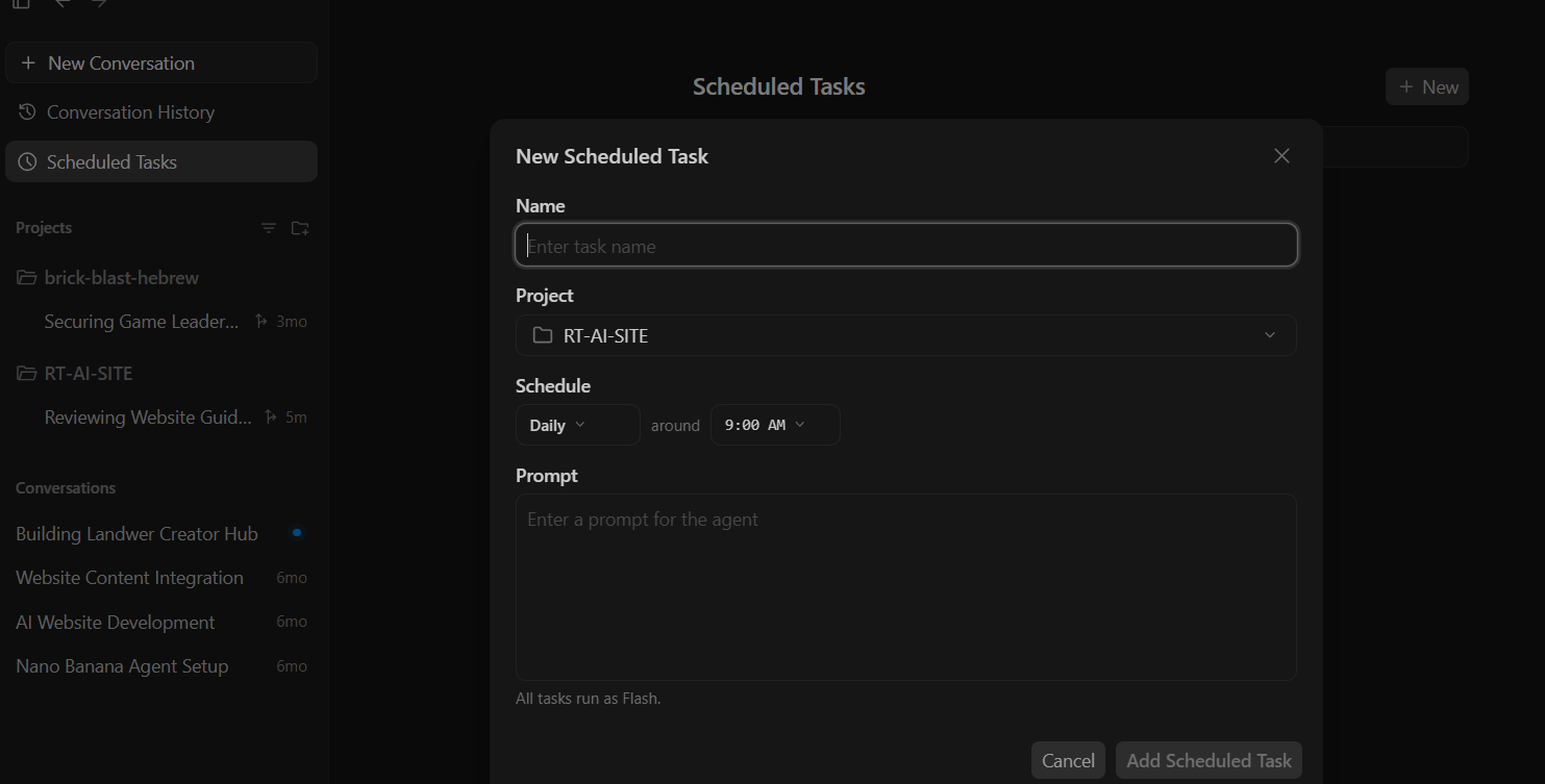 New Scheduled Task - הגדרת משימה מתוזמנת