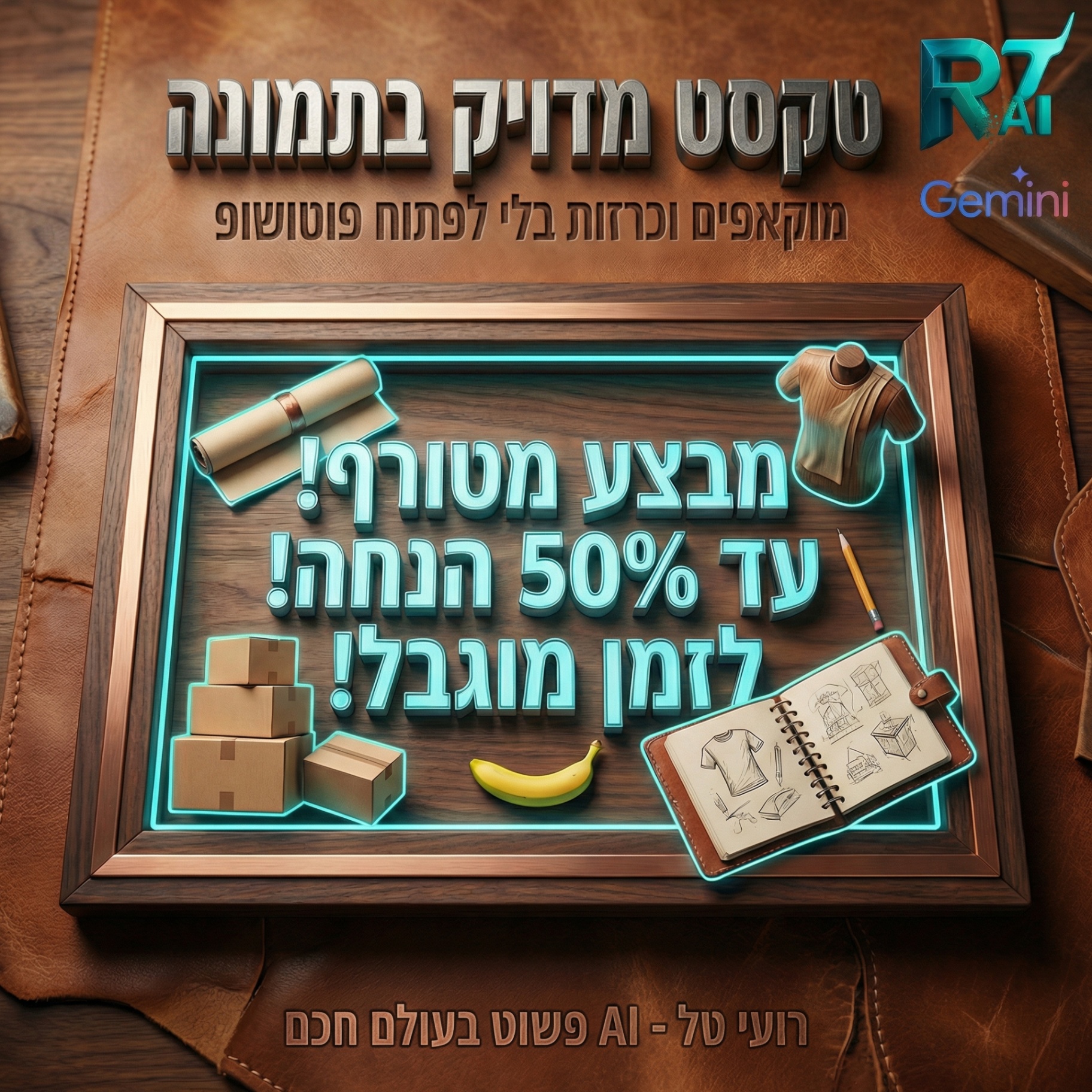 טקסט מדויק בתמונה - מוקאפים וכרזות בלי פוטושופ